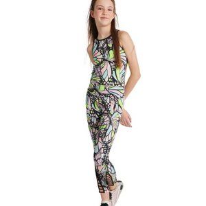 NWt 10 7 8 justice yoga workout gym bra tank top pants leggings butterflies set